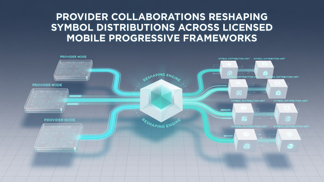 Illustration von Datenaustausch und Symbolverteilung in progressiven mobilen Gaming-Netzwerken